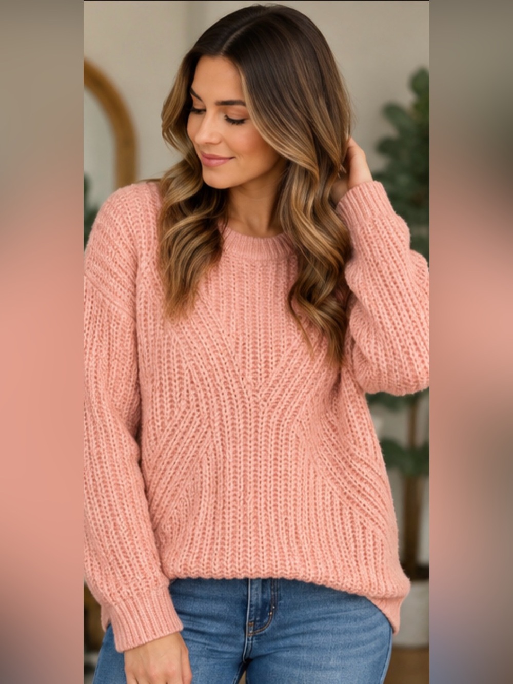 Brand New Pink Chunky Knit Sweater Size Large / winter NWT
